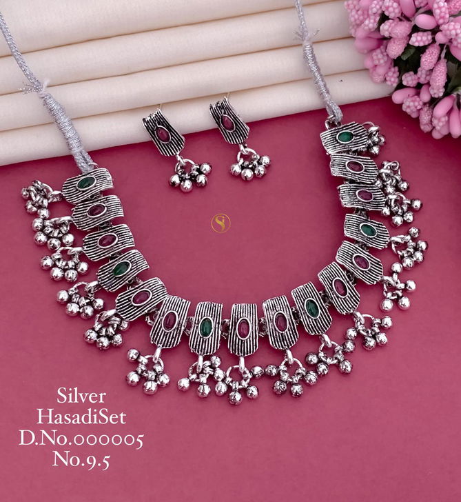 Navratri Special Oxidised Ornaments Silver Hasadi Set Wholesale Shop In Surat
